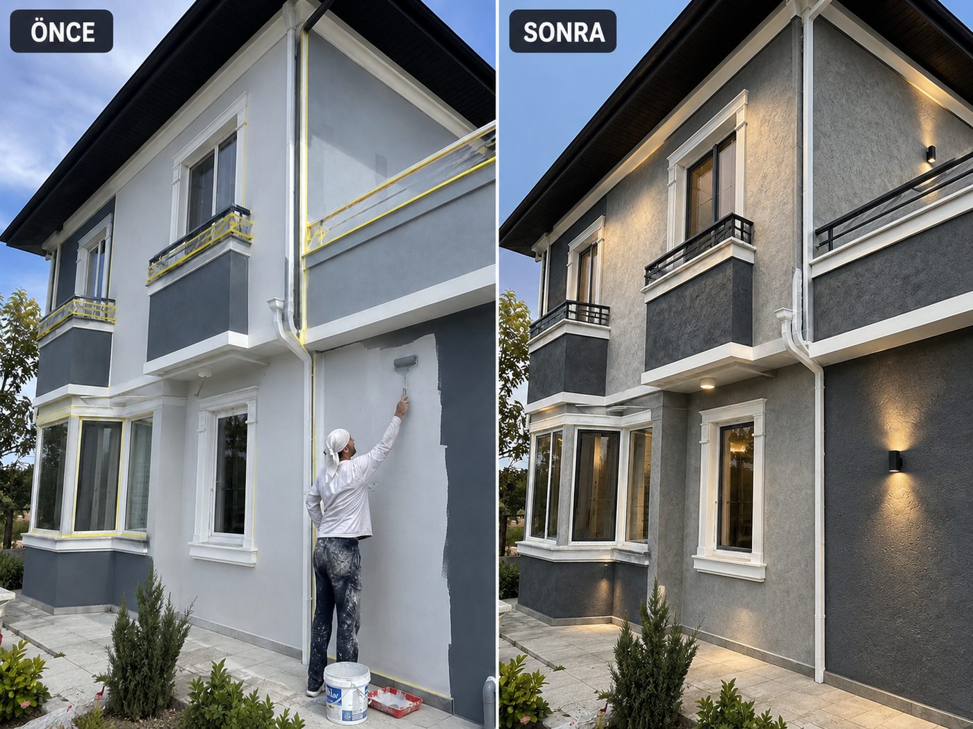 Bornova dış cephe boya öncesi ve sonrası